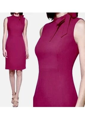 Calvin Klein Magenta Boysenberry tie Neck Sheath Dress size 8 new with tag